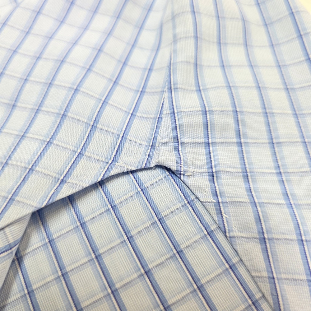 Quiet Luxury Kiton Dress Shirt Men 16.5 / 42 Blue Check Cotton Italy Workwear - Picture 11 of 16